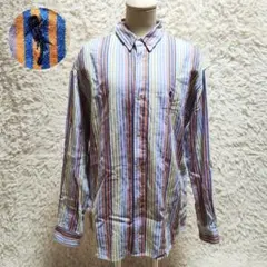 WAKAMI　ストライプ長袖シャツ　グアテマラ製　マルチカラー　オーバーサイズ