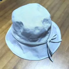 グレー バケットハット ストライプ裏地