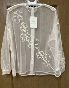 ☆新品未使用☆しまむら rafraf yuu チュールブラウス 濃白 L