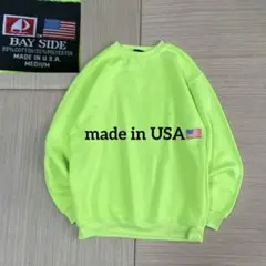 さ*ー様 希少 USA製 BAY SIDE 無地 スウェット ネオンイエロー 蛍のサムネイル