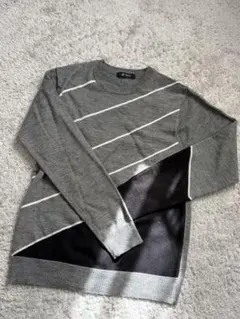 nano universe グレー ストライプ セーター