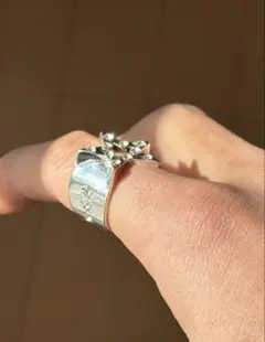 【新品未使用】　宝石シルバーリング　19号　ストリートy2kメキシカンジュエリー