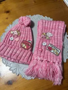 シナモエンジェルス　キッズ ニット帽 マフラー セット ピンク