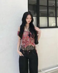 新品未使用 y2k フェアリーグランジ チェックトップス emmy ホリデー