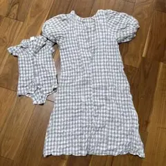 gelato piqué グレーホワイト　ワンピースとロンパースお揃いセット