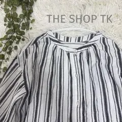 THE SHOP TK バンドカラー　長袖シャツ　ストライプ　やわらか　コットンのサムネイル
