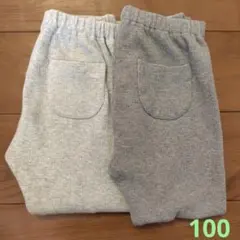 100cm ユニクロ リブレギンス 2枚セット グレー