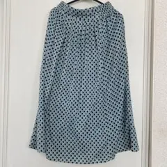 幾何学模様 フレアロングスカート 青系