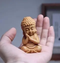柘植木彫 석가여래상 앉아 불상 귀여운 불교 미술 입상