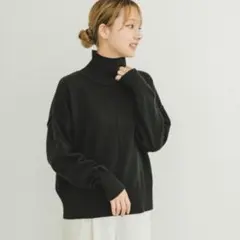 美品✨ アイテムズアーバンリサーチ ハイネック ニット ブラック フリーサイズ