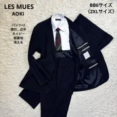 【レミュー】アオキ　現行近年　ネイビー　総裏地　洗える　BB6サイズ　2XL