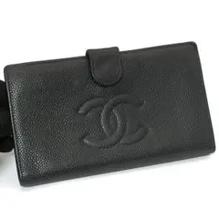 【美品】 CHANEL ココマーク デカココ 長財布 キャビアスキン がま口 黒のサムネイル