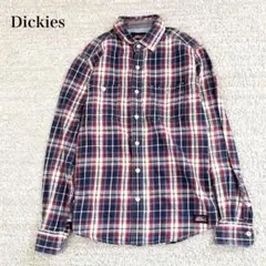 ディッキーズ フランネルシャツ チェック柄 ロゴ刺繍 ラウンドヘム ヴィンテージ