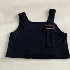 リブ編み ブラック ビスチェ サイズF