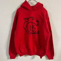 美品✨GILDAN 【L】 レッド パーカー 15club ライオン 動物のサムネイル