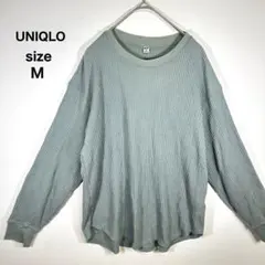 UNIQLO ユニクロ ワッフルクルーネックTシャツ Mサイズ グリーン