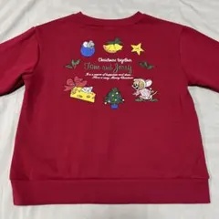 トムとジェリー クリスマス 刺繍 裏起毛トレーナー 130cm 新品 未使用 赤