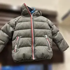 グレー キルティング ダウンコート フード付き