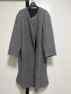 SLOBE IENA ネイビー チェック柄 リバーシブル ロングコート
