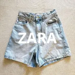 最終美品　ZARA デニムショートパンツ EUR34 ライトブルー　X S相当
