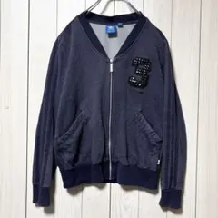 レア アディダス デニムジャケット スタッズ トレフォイル ロゴ 3XL