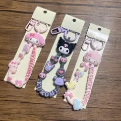 新品未使用 サンリオ マイメロ クロミ ピアノ ラバーコードキーホルダー