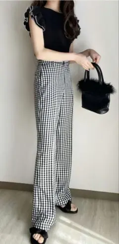 ⭐新品⭐GRLグレイル　ギンガムチェックフレアパンツ　Sサイズ