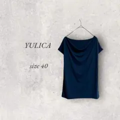 美品/YULICAユリカ/半袖プルオーバー/40/ネイビー/高見えNo.1591