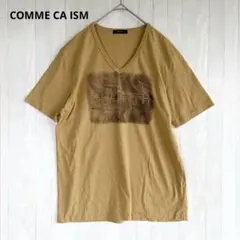 コムサイズム Vネック プリント半袖Tシャツ カットソー ベージュ系 メンズ Lのサムネイル