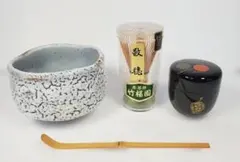 C255　美品！　志野焼　秀山窯　抹茶碗他　茶道具4点セットのサムネイル