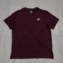 NIKE Tシャツ ボルドー ワインレッド ワンポイント刺繍 スウォッシュ L