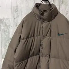 NIKE ナイキ　90s 銀タグ刺繍ロゴ ダウンジャケット LARGE カーキ