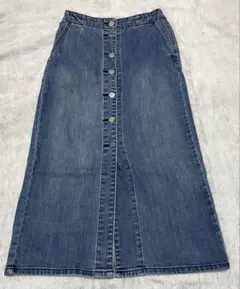 ジーユー　GU　デニム ボタン付きロングスカート