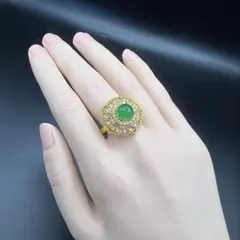 新品キャッツアイ翡翠 ジュリコニアのスピナーリング（回転式）ゴールドメッキ指輪