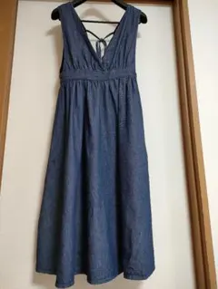 デニム　ワンピース 　背中リボン