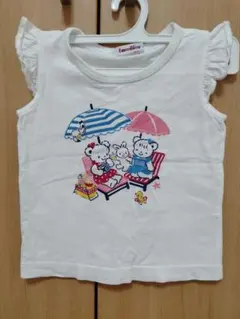 familiar フリル袖 Tシャツ 美品　おはなしTシャツ