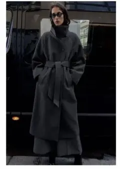 ZARA ソフトハイネックベルトコート　L