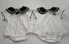 アカチャンホンポ　セーラー衿半袖ロンパース　男女双子　mixtwins