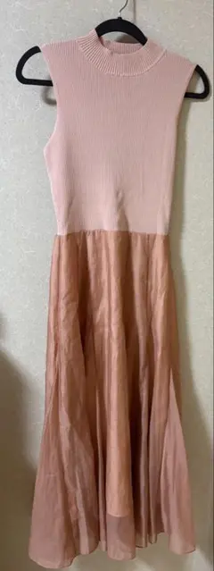 SNIDEL ノースリーブニットドッキングワンピース ピンク