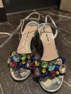 miu miu ビジュー サンダル シルバーのサムネイル