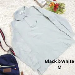 ✨極美品✨【Black＆White】長袖/ポロシャツ（M）グレー/ワンポイント