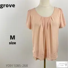 訳あり grove グローブ トップス ブラウス ビーズ付き M 半袖