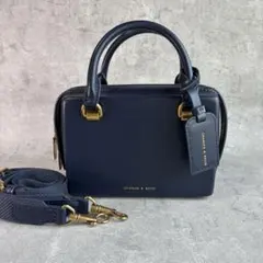CHARLES&KEITH 2WAYショルダーバッグ　ハンドバッグ　ネイビー　紺