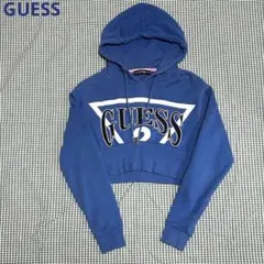 ゲス　クロップド　パーカー　XS ブルー ゲス　パーカー
