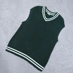 ジーユー プレッピー スポーティ シンプル Vネック ニットベスト 秋冬向け S