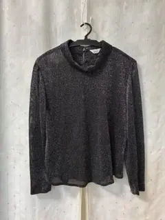 ラメ入りハイネック長袖トップス