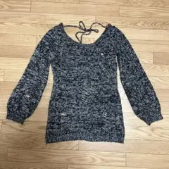 Duyson オフショルダーセーター グレー系 ダメージ加工 y2k ギャル