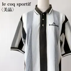 【美品】 ルコックスポルティフゴルフ マルチストライプゴルフウエアポロシャツ