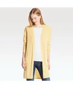 UNIQLO リブロングカーディガン　イエロー　M