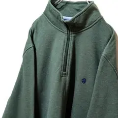 アイゾッド ロゴ刺繍 ハーフジップ トレーナースウェット グリーン緑 XL 古着
